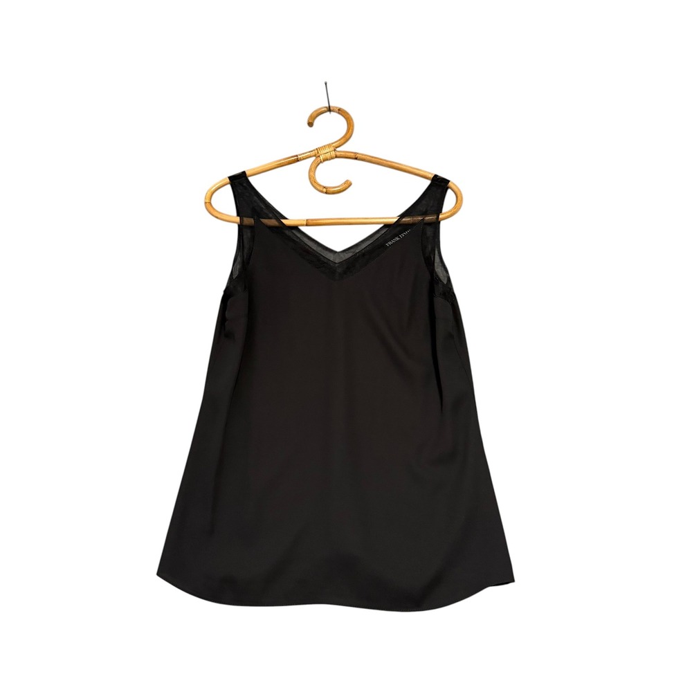 Frank Lyman | Black Mesh Trim V-Neck Sleeveless Blouse Size 4